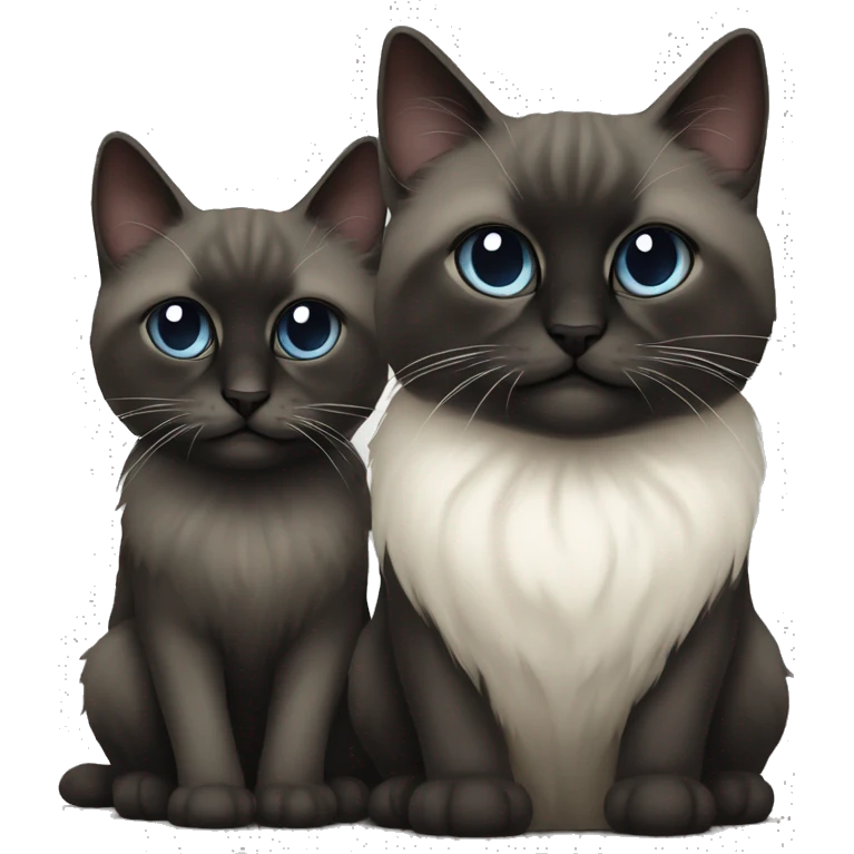 Two dark cat Cute et creepy sacred of birman emoji
