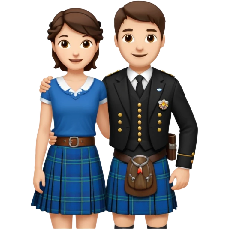 scottish man in kilt with brunette wife emoji