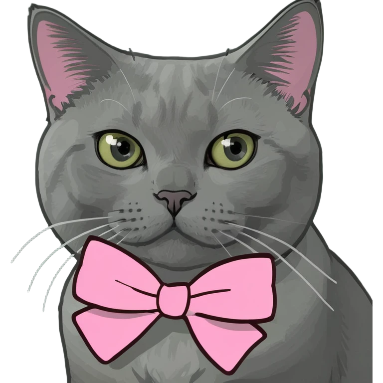 British blue cat with a pink bow emoji