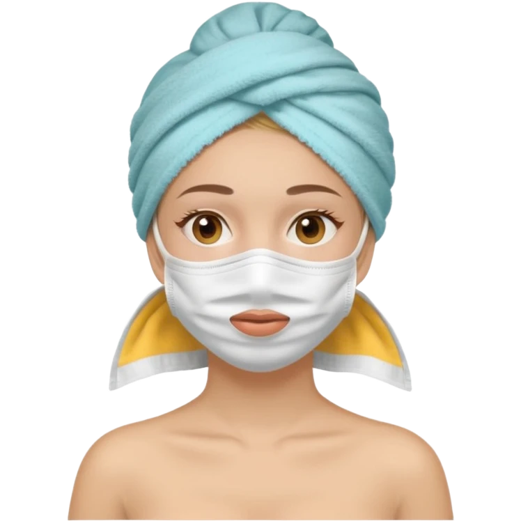 Chica con toalla en la cabeza y mascarilla  emoji