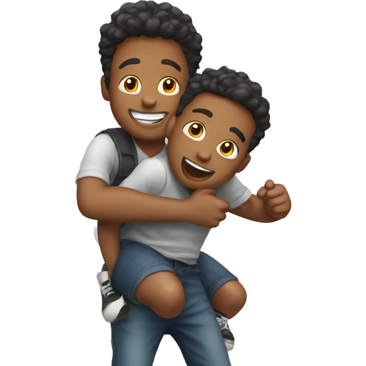 boys having fun piggyback ride emoji