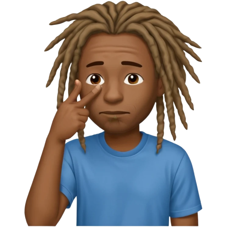 Black man with dreads wiping his nose perpendicular with index finger emoji
