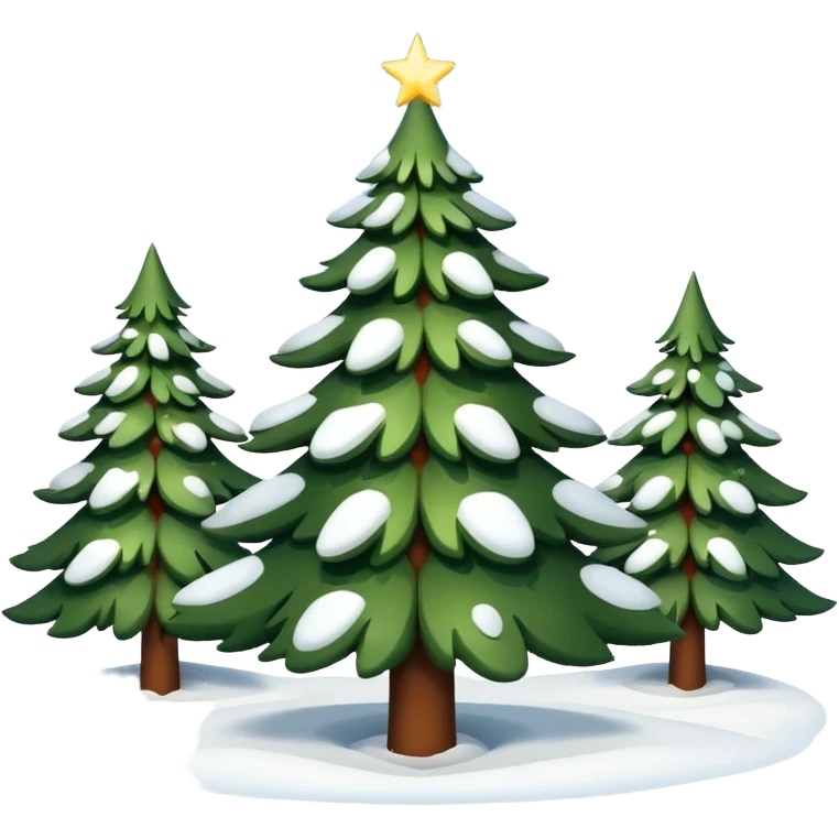 Christmas tree with white lights in nature and snow on top emoji