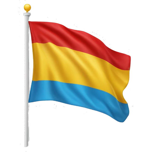 Un drapeau, avec 3 couleur horizentale, rouge en haut, jaune au milieu, rouge en bas, et au milieu il y a une étoile jointe avec 12 rayon emoji
