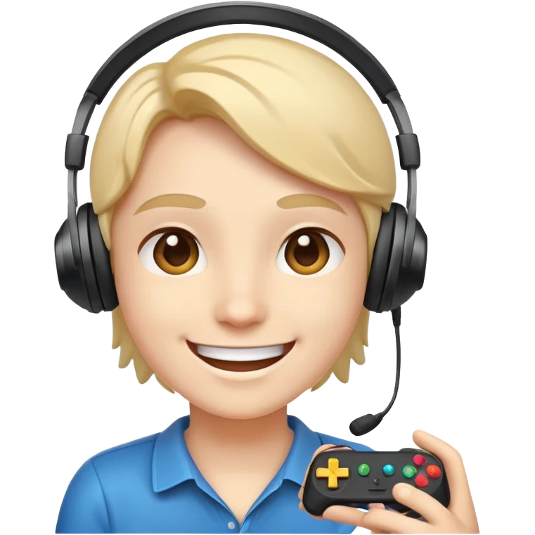 happy face with a headset playing video games emoji