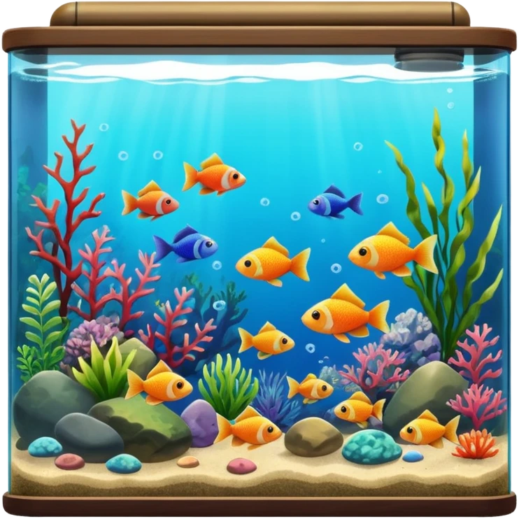 A big bulky long rectangular fish tank with lots of aquatic life in it  emoji