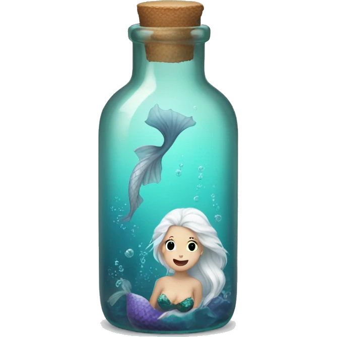 white hair mermaid in bottle emoji