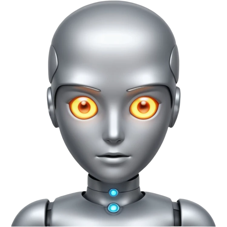 Robots Humanoid – Silver android with glowing eyes, human shape emoji