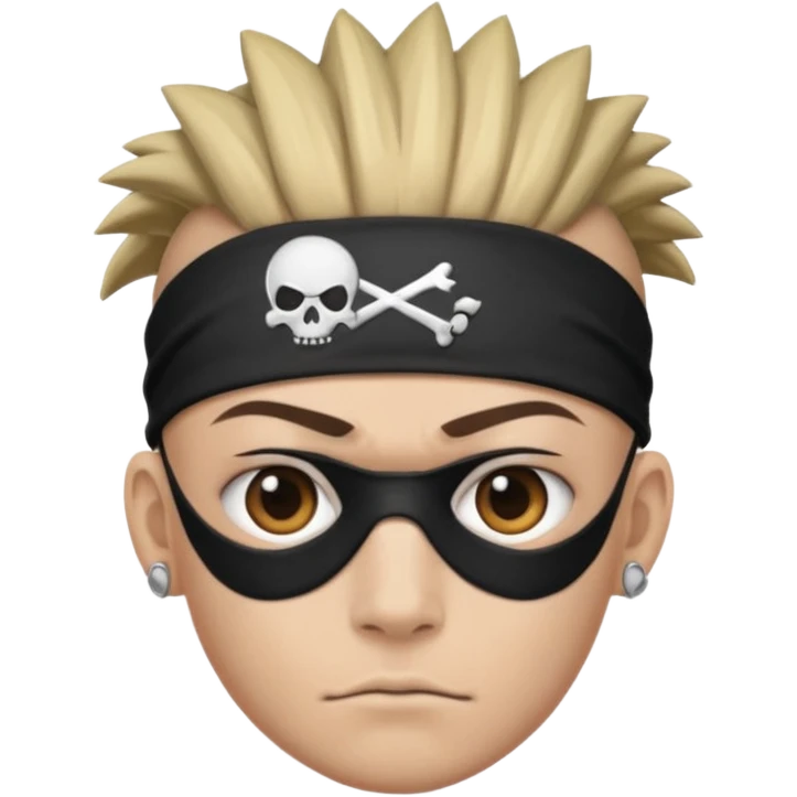 extreme mohawk person face headband eye patch emoji