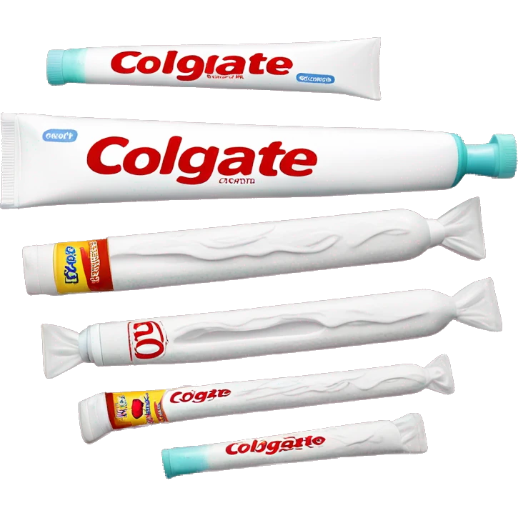  toothpaste with brand name COLGATE written on the tube clearly emoji