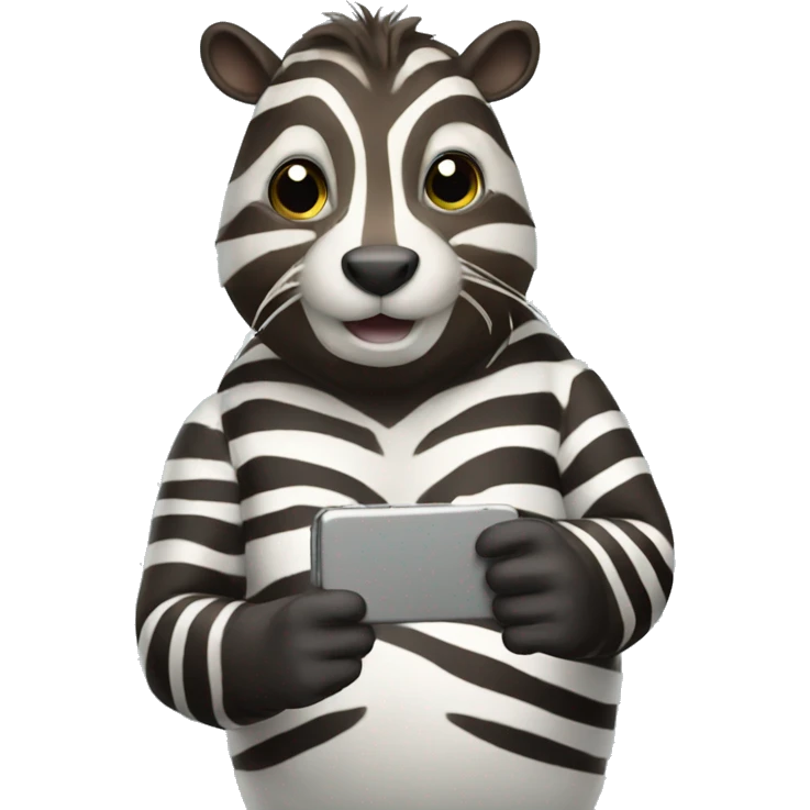 zebra beaver with phone emoji