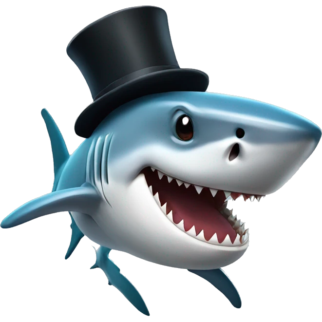Shark with a top hat emoji