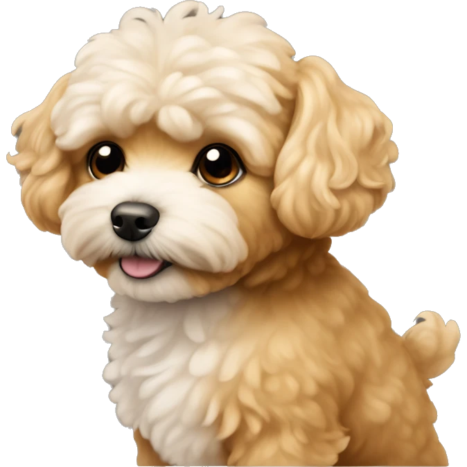 Maltipoo dog, all in honey/caramel color with a small part of white hair on her forehead emoji