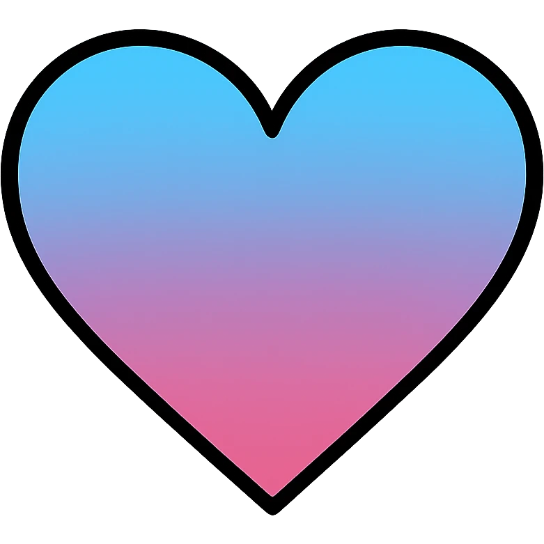 gradient heart icon with clean lines, modern icon style, sky blue and rose pink gradient, no text emoji