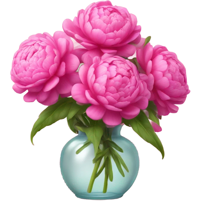 Realistic Bright pink pions in vase emoji
