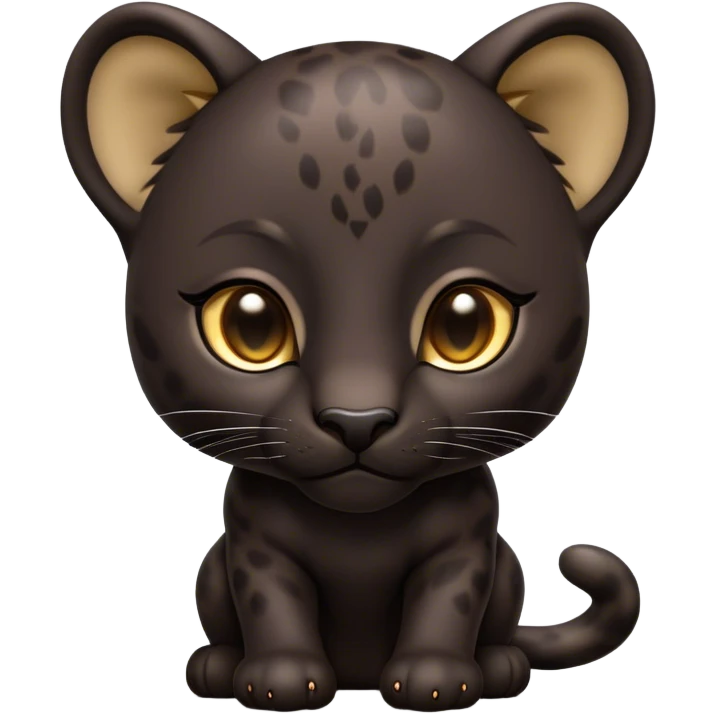 Cinematic Noble Baby Panther Portrait Emoji, Poised with a touch of regal innocence, featuring a compact, sleek build with soft, dark fur and large, soulful eyes, Simplified yet sharp and sophisticated features, highly detailed, glowing with a gentle, mysterious glow, high shine, intelligent and endearing, stylized with an air of youthful authority, focused and attentive, soft glowing outline, capturing the essence of a tiny jungle guardian that appears ready to pounce out of the screen with effortless charm! emoji