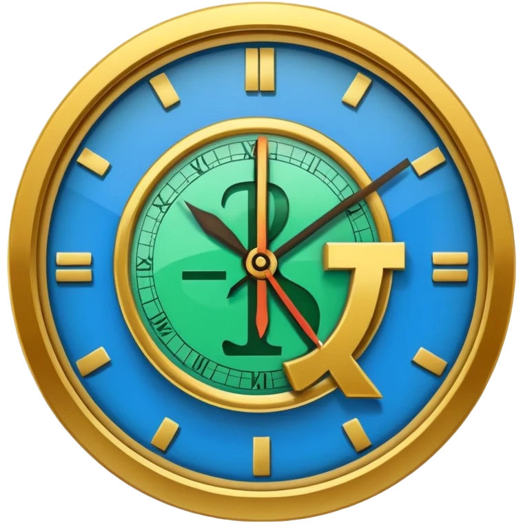 Flat vector icon of money with ruble symbol and a clock, representing tax payment deferral, minimalist governmental infographic style, solid shapes, high contrast, no shadows, no text, white background emoji