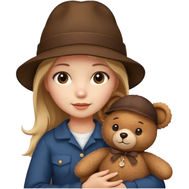 hat girl with bear  emoji