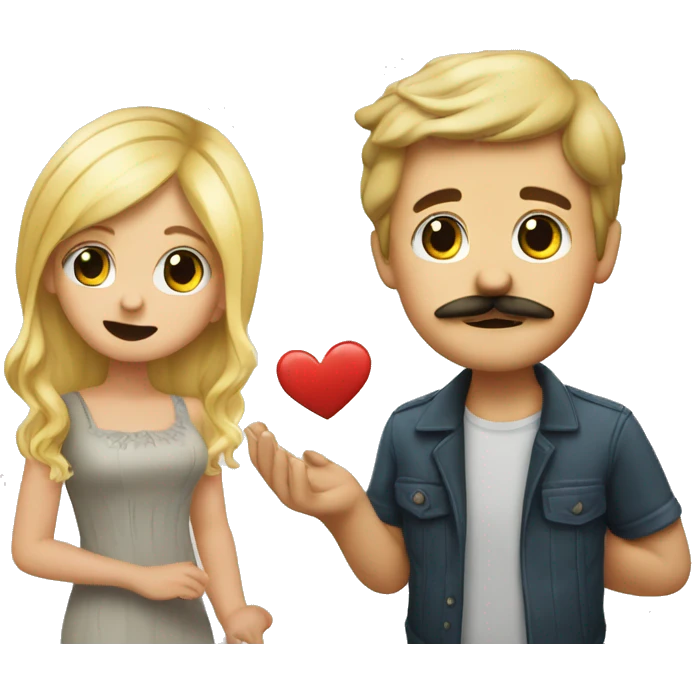 Realistic boy with mustache proposing to blonde girl emoji