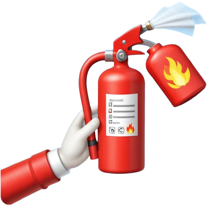 hand holding Fire extinguisher
 and puts out fire emoji