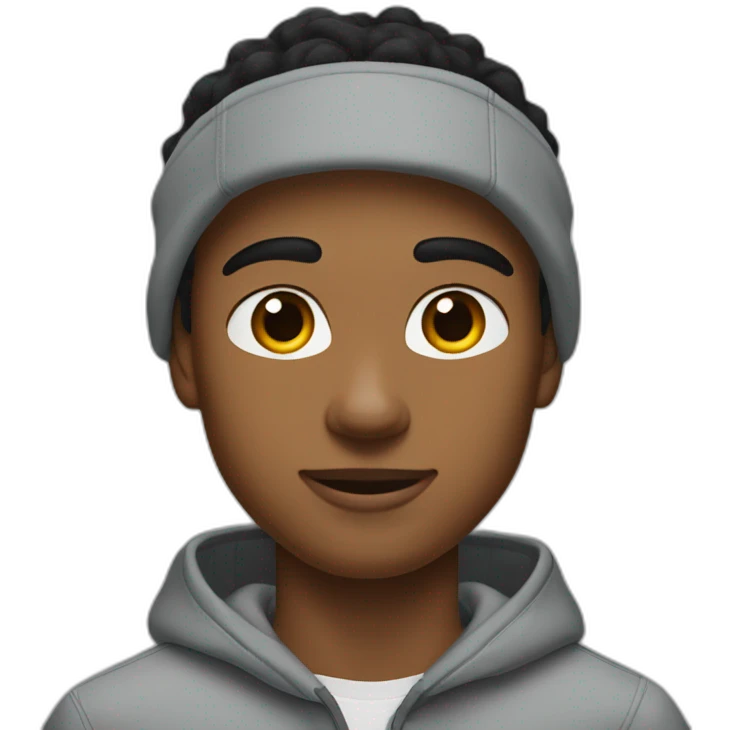 A young hood guy in a gray nike tech fleece emoji