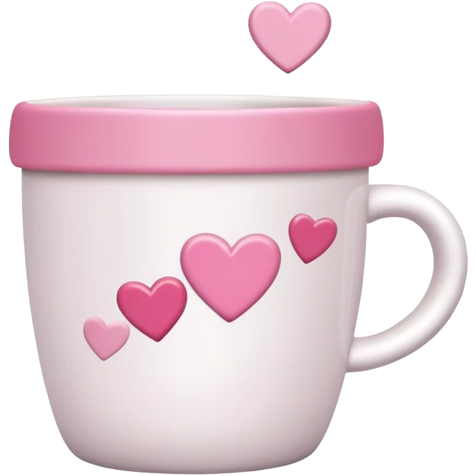 coffee cup with pink accents and hearts emoji