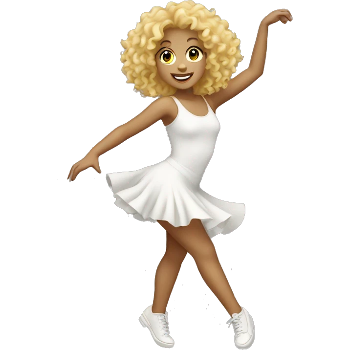 Blonde curly hair girl dancing emoji