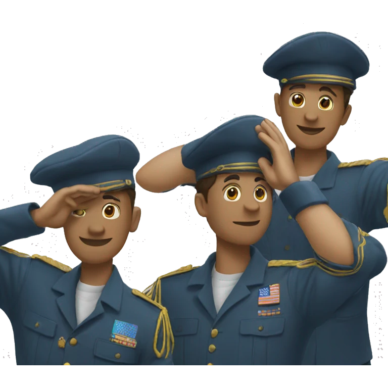 three guys saluting each other emoji