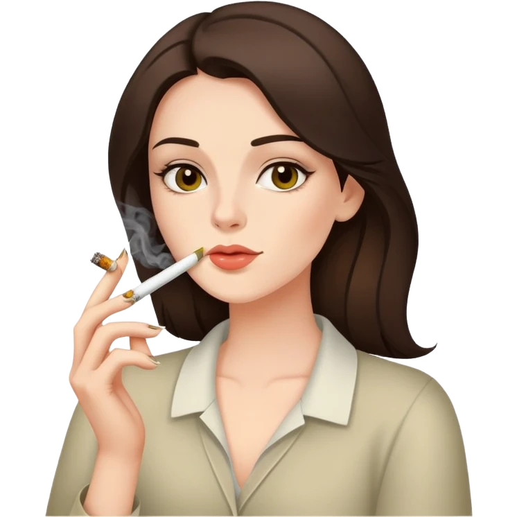 Brunette smoking joint emoji