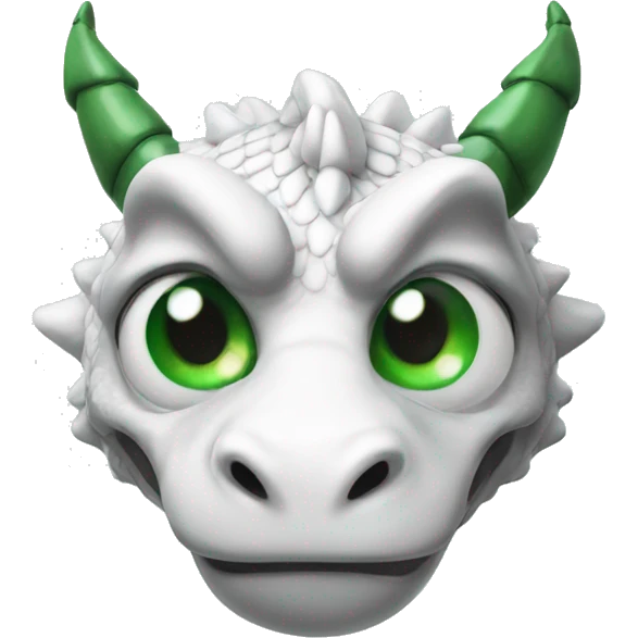 Strong white flying dragon with green eyes and a right eye patch emoji