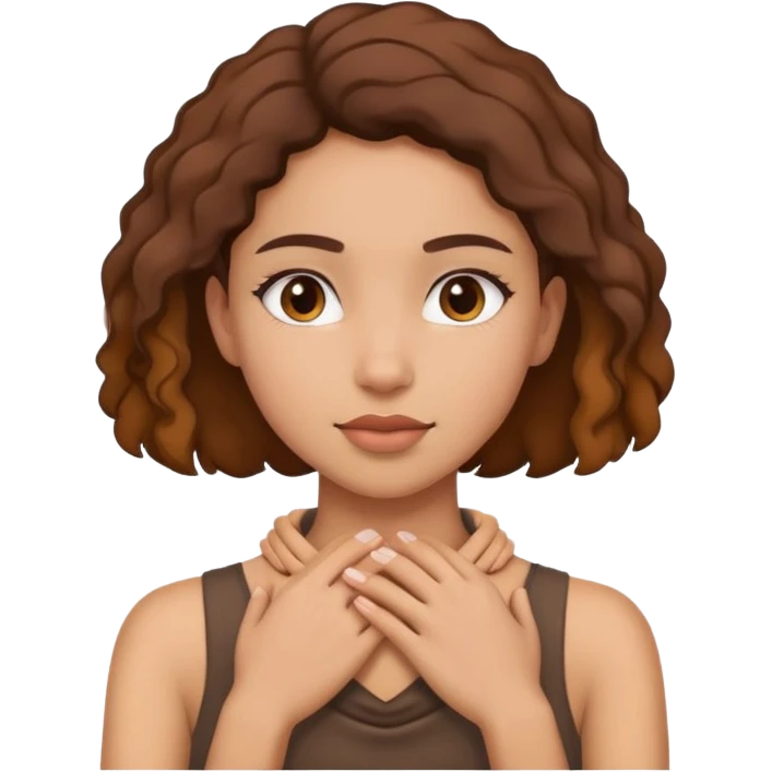 Mixed girl with hands around neck emoji