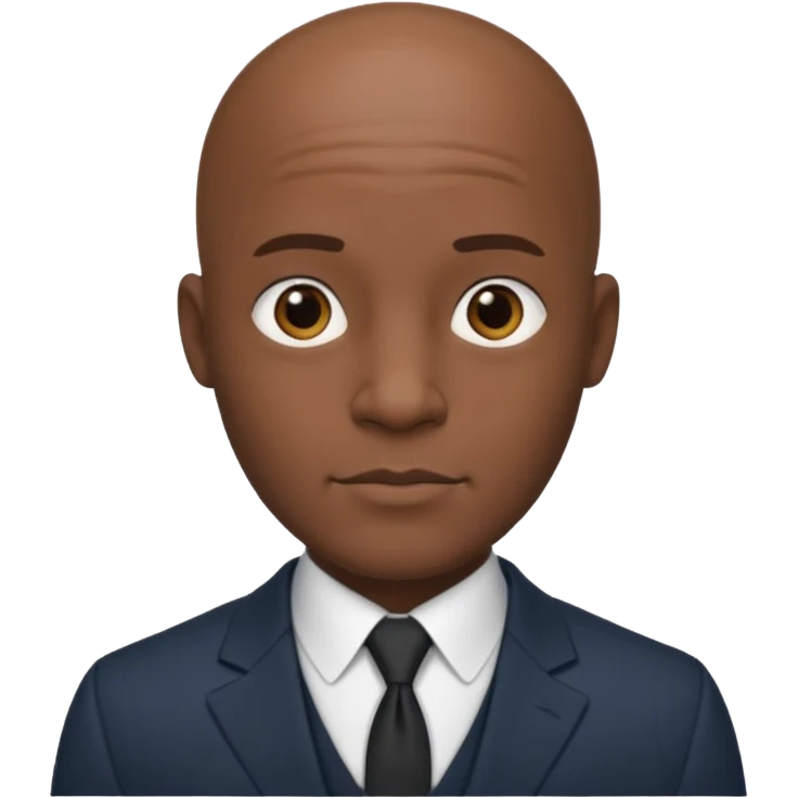 Black man, bald, in a suit emoji