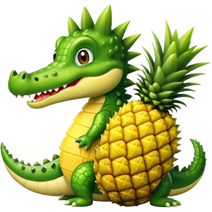 Cute crocodile eating a pineapple emoji