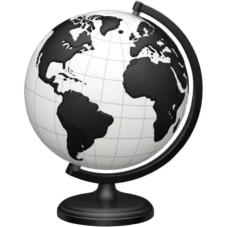 Black and white line work globe emoji