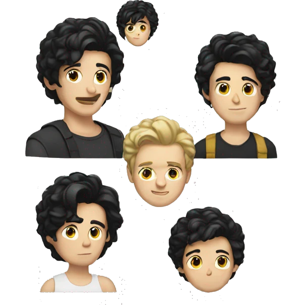 young white men with black hair, a photographist emoji