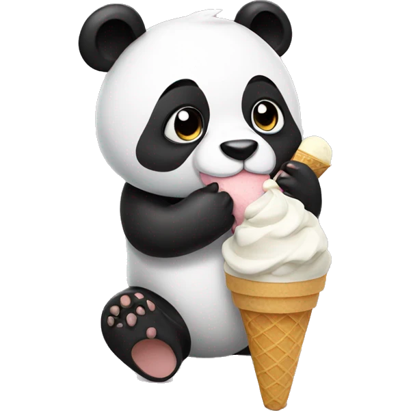 Panda eating ice cream emoji