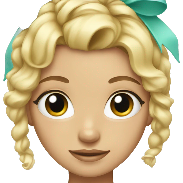 Blonde girl with tiffany bow in her hair emoji