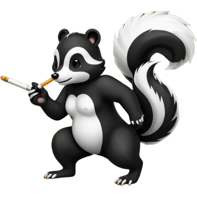 skunk smoking a cigarette chasing a bear emoji