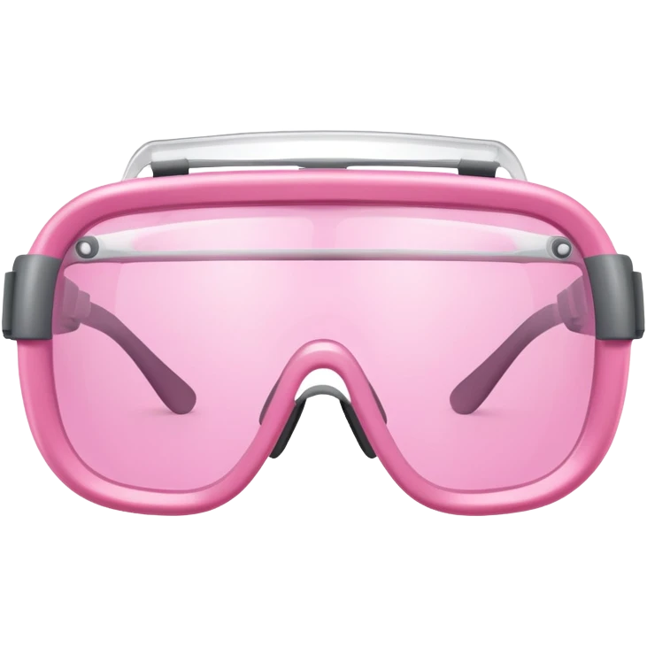 pink laboratory safety glasses, wraparound design with pink-tinted lenses, scientific eyewear emoji