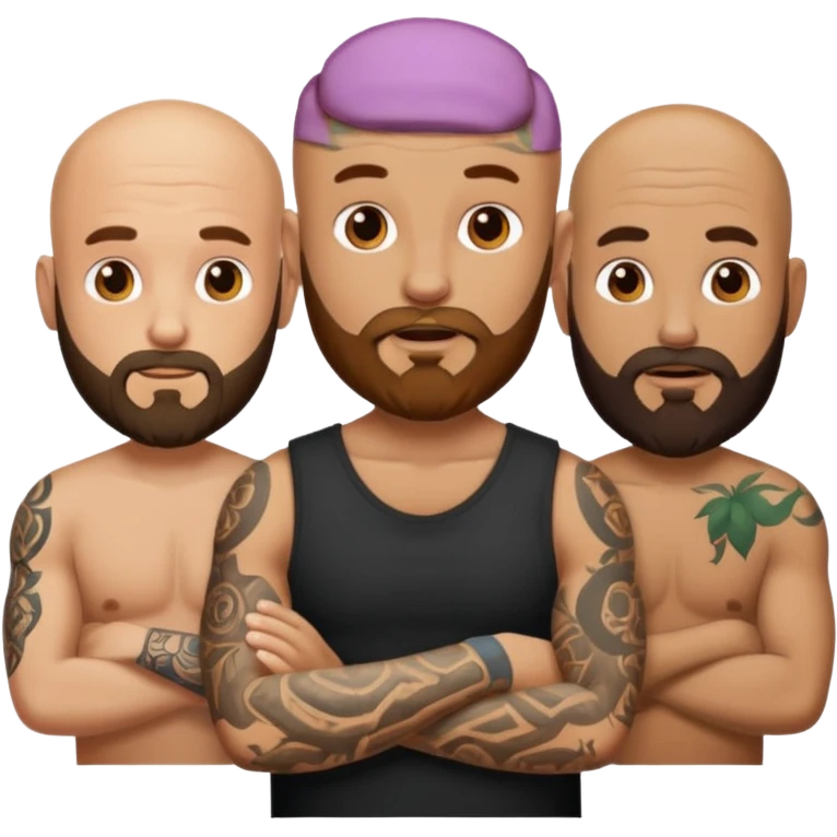   tattooed baldies with  bearded balcy body emoji