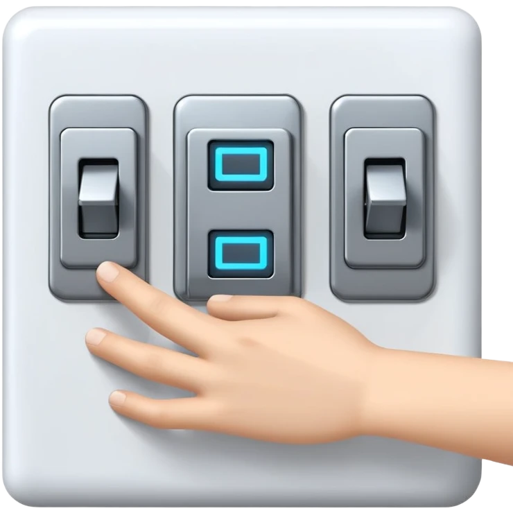 Hand switches switch on wall cyber emoji