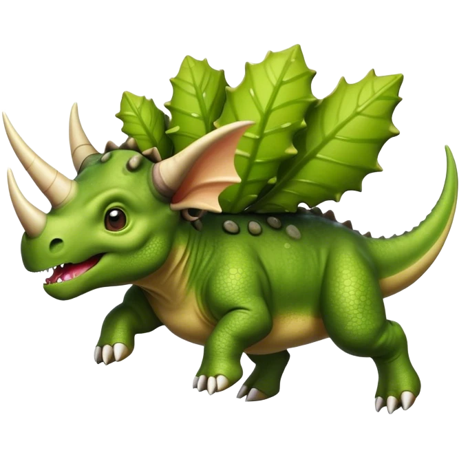 Flying triceratops with pickles emoji