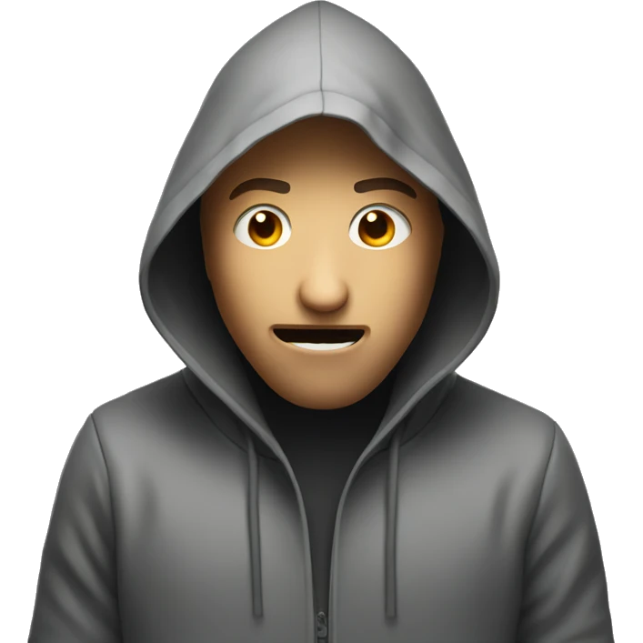 hooded male portrait closeup gasping emoji
