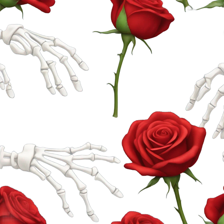 Skeleton hand holding a red rose emoji