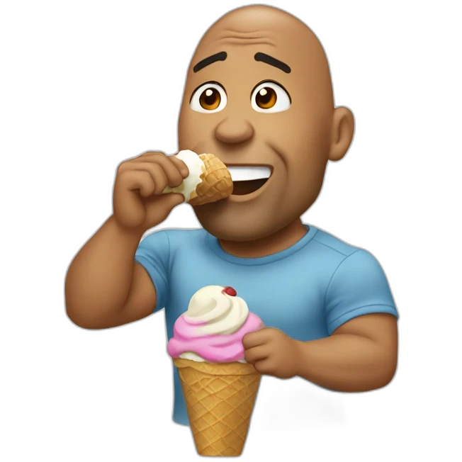 The Rock eating an ice cream emoji