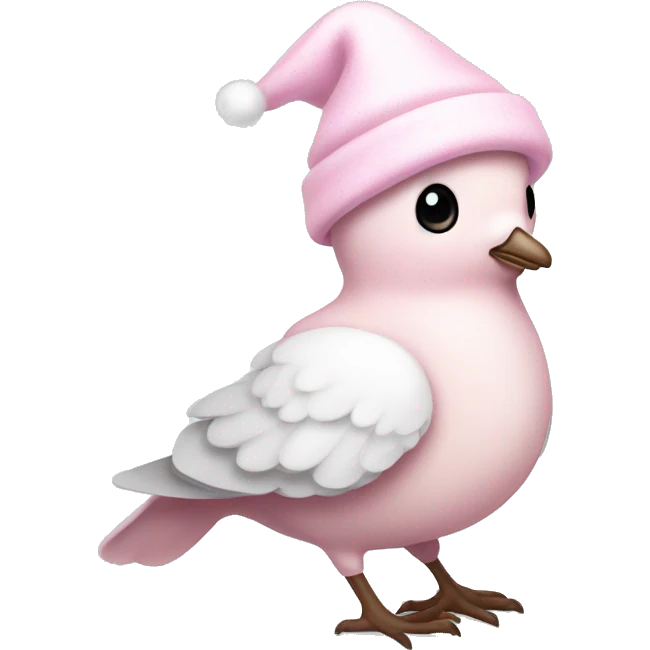 light pink beautiful magestic dove wearing light pink and white christmas hat  emoji