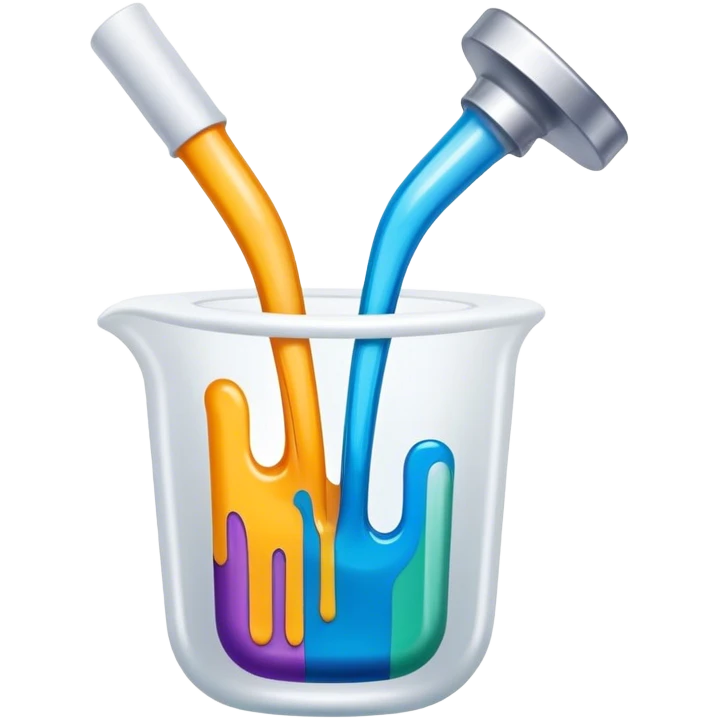 Epoxy resin art icon, tubes of epoxy resin, visible mixing tools, colorful resin pouring onto a surface, creating intricate patterns or designs, such as abstract art or coasters, minimalistic style, clean lines, transparent background. emoji