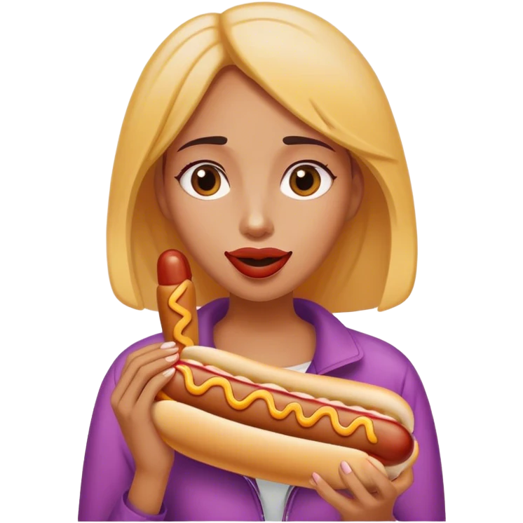 women eating hotdog no bun emoji