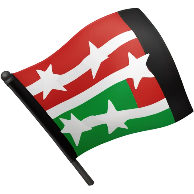 Flag: Top grenn middle white bottom black in the white 3 red stars  emoji