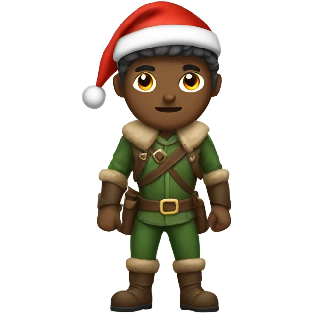 Fierce human male ranger wearing santa hat emoji